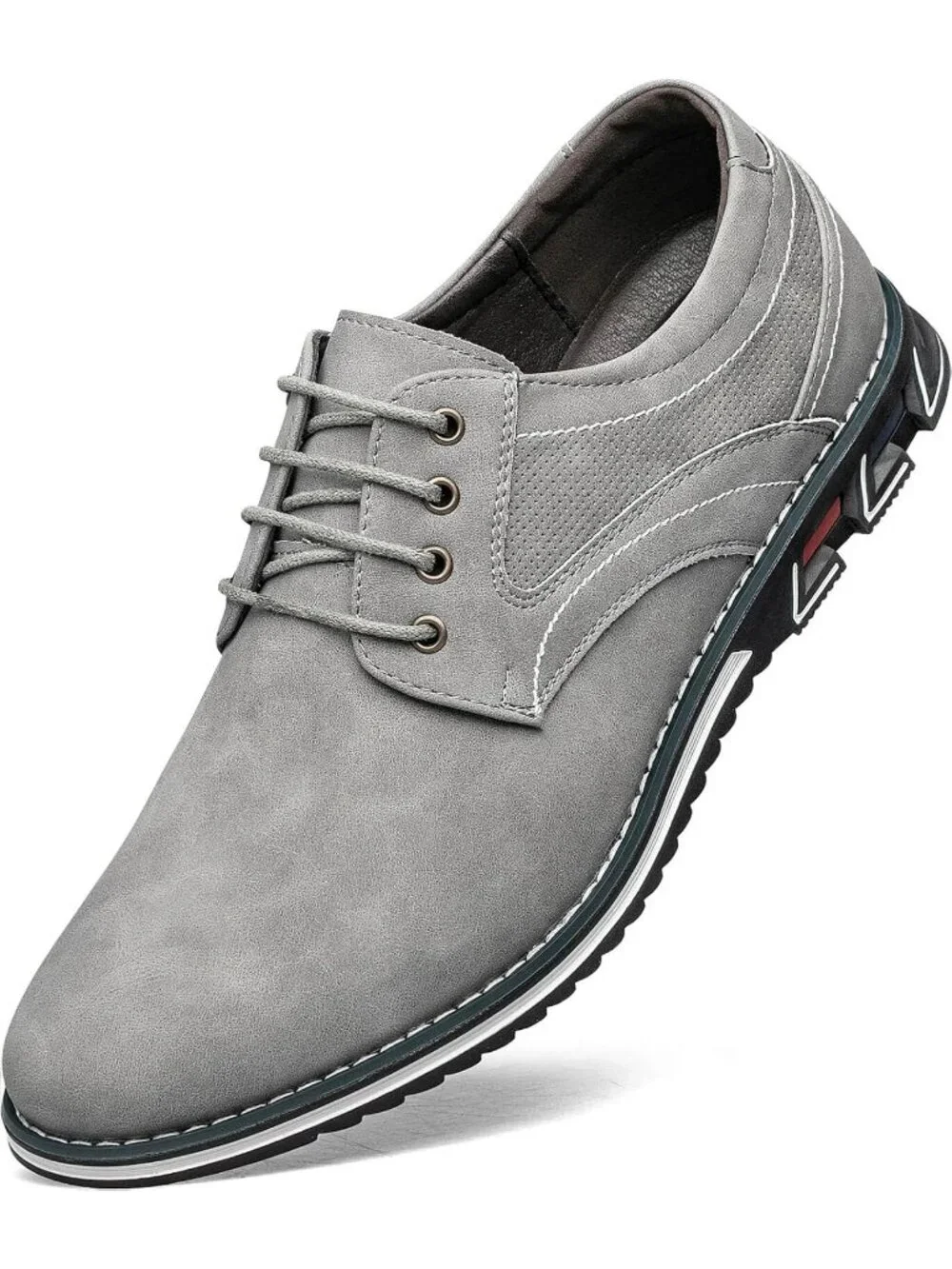 Men's Grey Superior Flexural Leather Casual Business Oxford Derby Dress Shoes